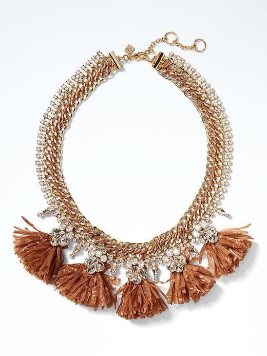 Banana Republic Raffia Statement Necklace - Tan