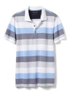 Banana Republic Mens Slim Fit Multi Stripe Pique Polo - Baby Blanket Blue