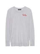 Banana Republic Womens Machine-washable Merino Sweater With Embroidery Heather Light Gray Size L