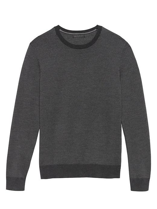 Banana Republic Mens Extra-fine Italian Merino Wool Birdseye Crew-neck Sweater Heather Charcoal Size L