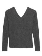 Banana Republic Womens Japan Online Exclusive Reversible V-neck Sweater Dark Charcoal Gray Size M