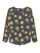 Banana Republic Womens Floral High-low Top Navy Blue Size L