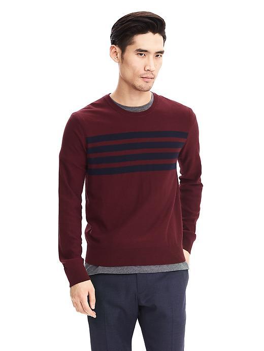 Banana Republic Mens Striped Silk Cotton Cashmere Pullover Sweater Size L Tall - Beet Root