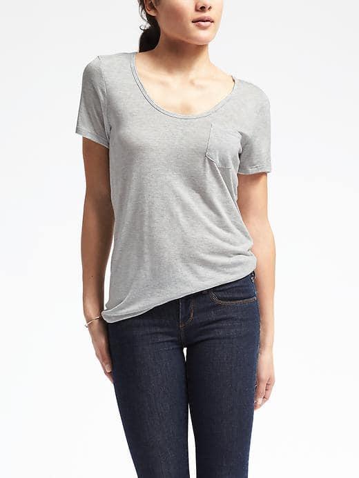 Banana Republic Womens Signature Modal Scoopneck Tee - Heather Gray