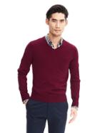 Banana Republic Mens Silk Cotton Cashmere Vee Sweater Pullover Size L Tall - School Red
