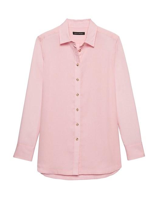 Banana Republic Womens Parker Tunic-fit Tencel Shirt Wispy Pink Size S