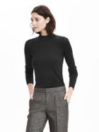 Banana Republic Womens Long Sleeve Ribbed Mock Neck Top Size L - Black
