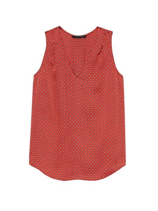 Banana Republic Womens Print Pleated Drapey Tank Ultra Red Size L