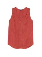 Banana Republic Womens Print Pleated Drapey Tank Ultra Red Size L