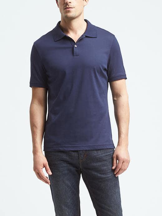 Banana Republic Mens Luxury Touch Polo - Navy Star