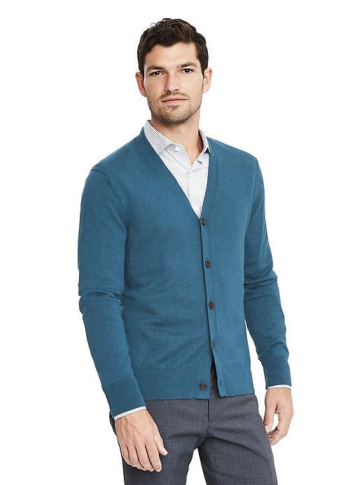 Banana Republic Mens Silk Cotton Cashmere Cardigan - Seascape Blue