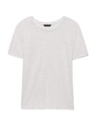 Banana Republic Womens Linen Blend Cross-back T-shirt Light Gray Size Xxs