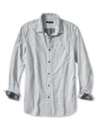 Banana Republic Mens Grant Fit Striped Double Face Shirt Size L Tall - Medium Gray Heather