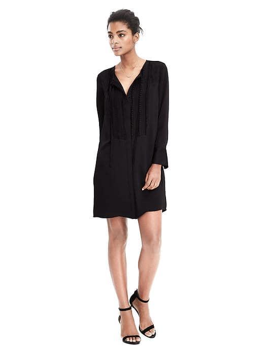 Banana Republic Womens Ruffle Trim Shirt Dress - Black