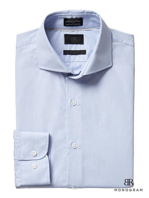 Banana Republic Mens Monogram Grant Fit Italian Cotton Dress Shirt - Light Blue