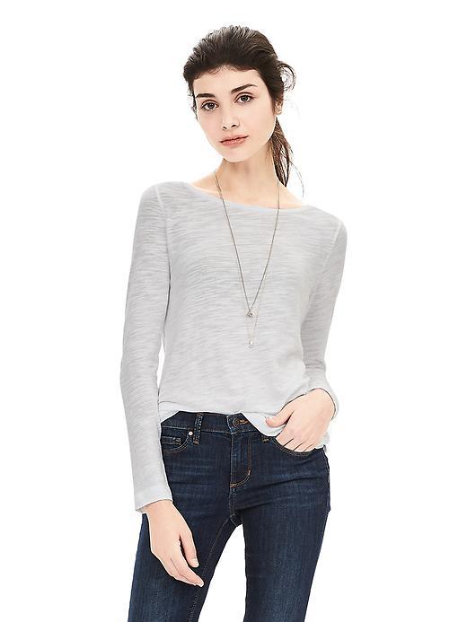 Banana Republic Womens Slubbed Boatneck Tee Size L - White