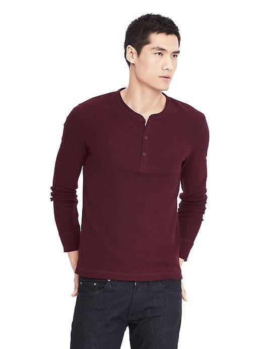 Banana Republic Mens Heritage Rib Henley - Burgundy
