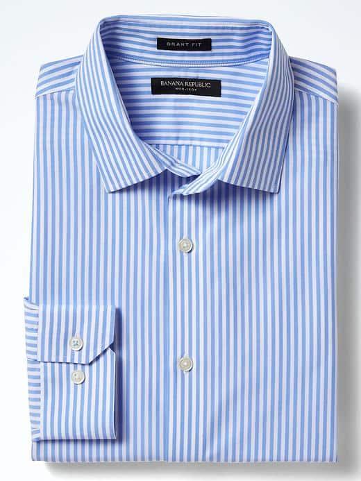 Banana Republic Mens Grant Fit Non Iron Poplin Shirt - Comet Blue