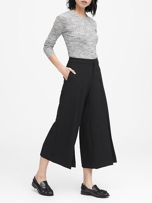 Banana Republic Womens High-rise Wide-leg Cropped Pant Black Size 4