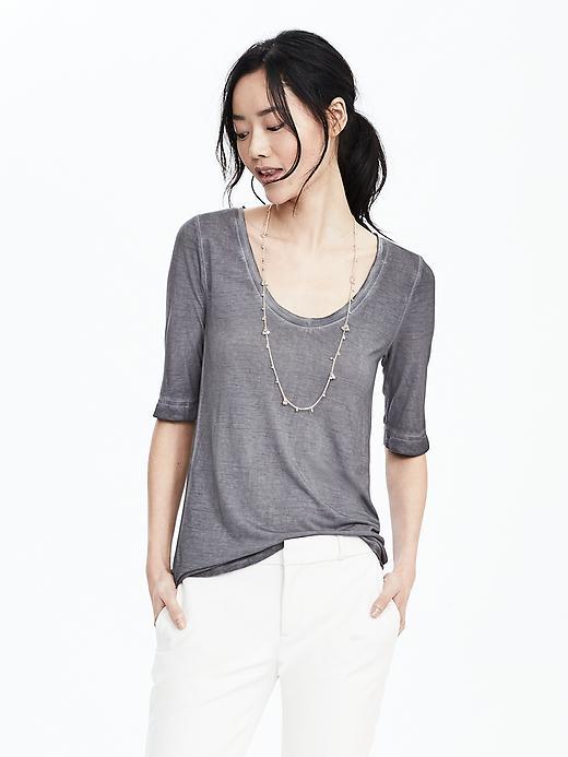 Banana Republic Womens Garment Dyed Scoopneck Tee Size L - Black