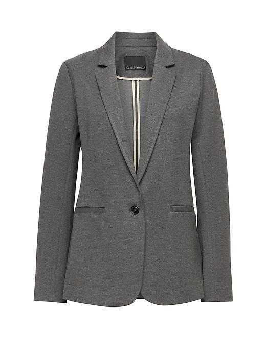 Banana Republic Womens Boyfriend-fit Machine-washable Ponte Blazer Heather Charcoal Size 2