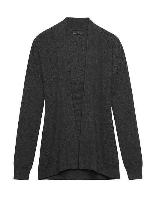 Banana Republic Womens Feather-touch Ribbed Cardigan Heather Charcoal Size S