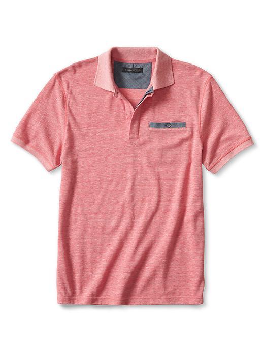 Banana Republic Mens Chest Pocket Pique Polo Size L - Red Heather