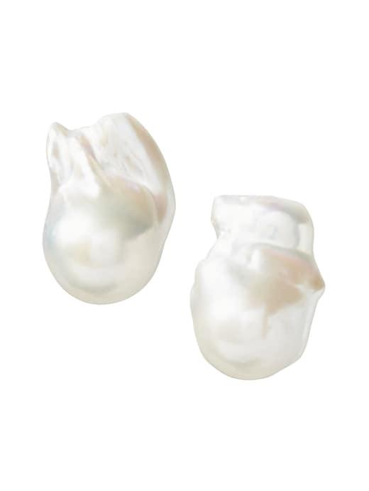 Banana Republic Womens In2 Design  ; Baroque Pearl Stud Earrings White Size One Size