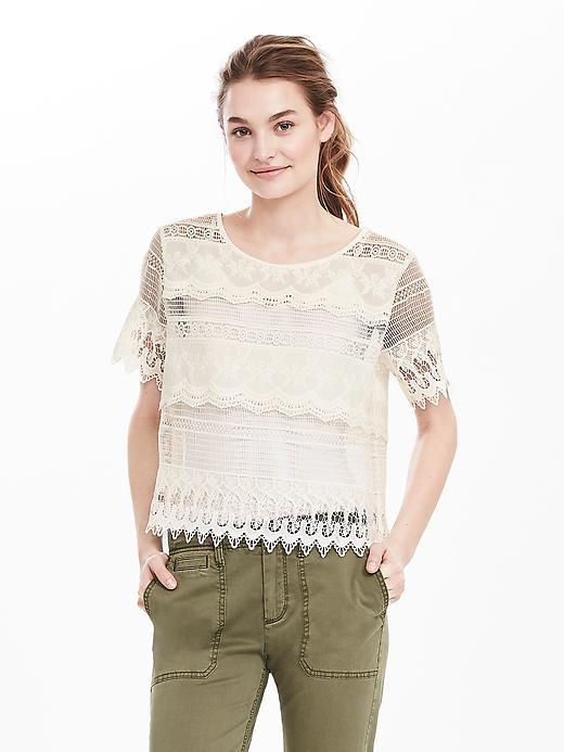 Banana Republic Womens Cropped Lace Top Size L - Tipo