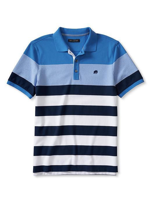 Banana Republic Mens Signature Colorblock Pique Polo Size L Tall - Cascade Blue