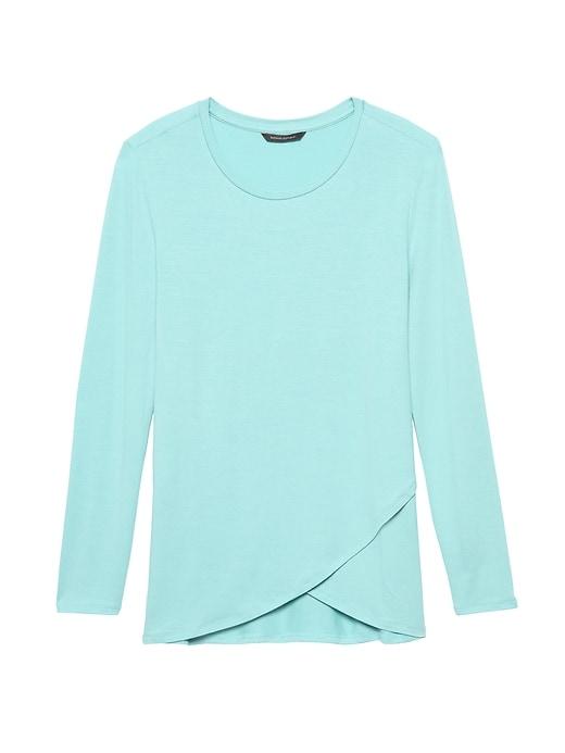 Banana Republic Womens Threadsoft Cross-front T-shirt Jasmine Aqua Blue Size Xs