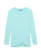 Banana Republic Womens Threadsoft Cross-front T-shirt Jasmine Aqua Blue Size Xs