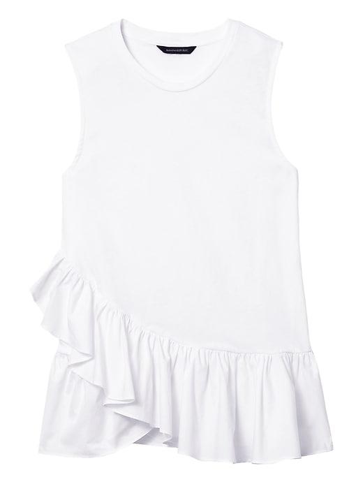 Banana Republic Womens Ruffle Hem Couture Tee - White