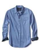 Banana Republic Mens Tailored Slim Fit Custom 078 Wash Multi Dot Shirt Size L Tall - Cerulean Blue