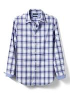 Banana Republic Mens Grant Fit Custom Wash Blue Plaid Shirt - Blue
