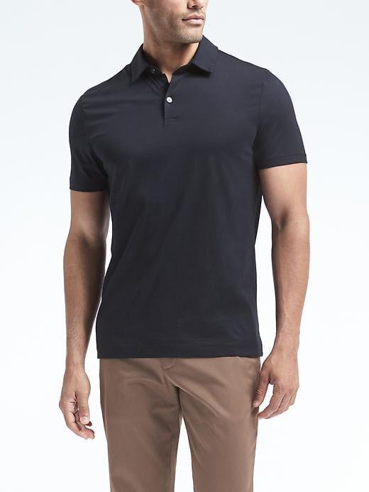 Banana Republic Mens Mercerized Cotton-modal Polo Shirt Navy Size L