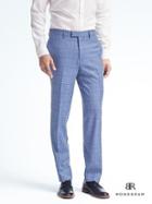 Banana Republic Standard Monogram Blue Plaid Wool Blend Suit Trouser - Light Blue