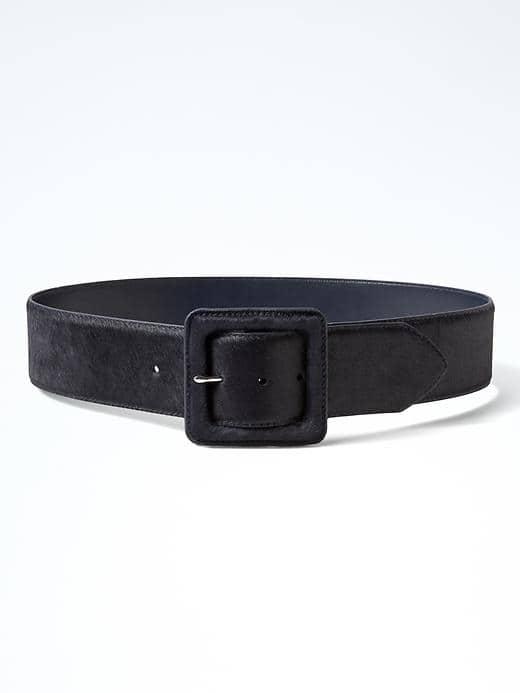 Banana Republic Haircalf Leather Wide Covered Buckle Belt - Indigo