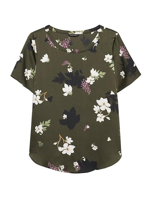 Banana Republic Womens Floral High-low Curved Hem Top Mistletoe Green Size Xs