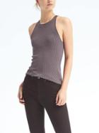 Banana Republic Womens Heritage Silk Ribbed Tank - Gray Sky