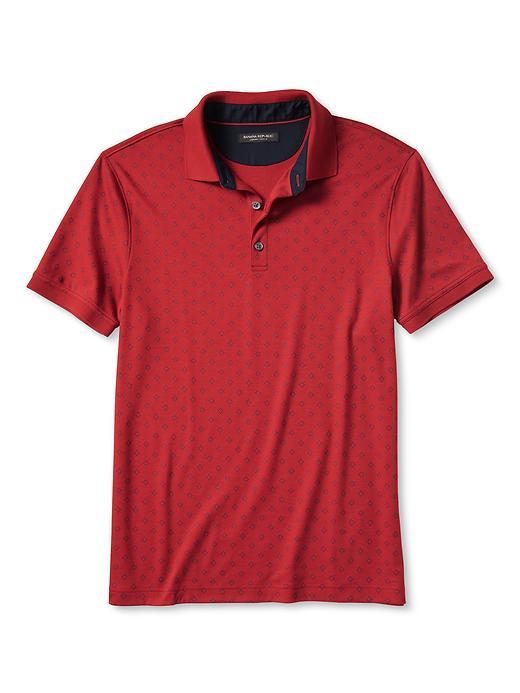 Banana Republic Mens Lux Diamond Print Polo Size L - Crimson Red
