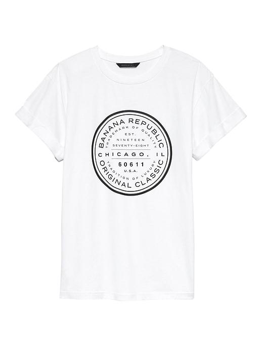 Banana Republic Womens Supima Cotton Graphic Boyfriend T-shirt Chicago Size S