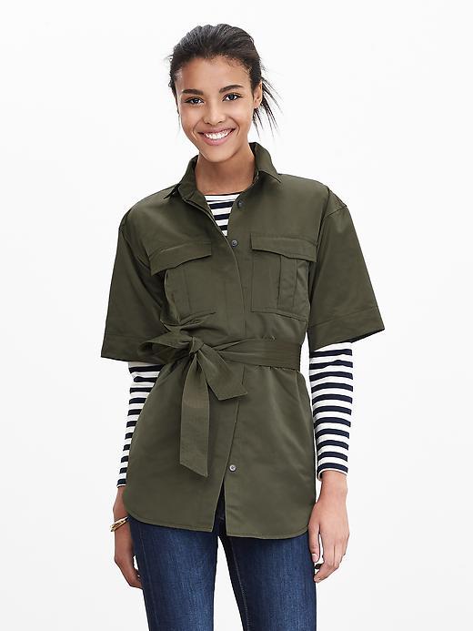 Banana Republic Womens Belted Military Shirt Size Xs - Exploration Green