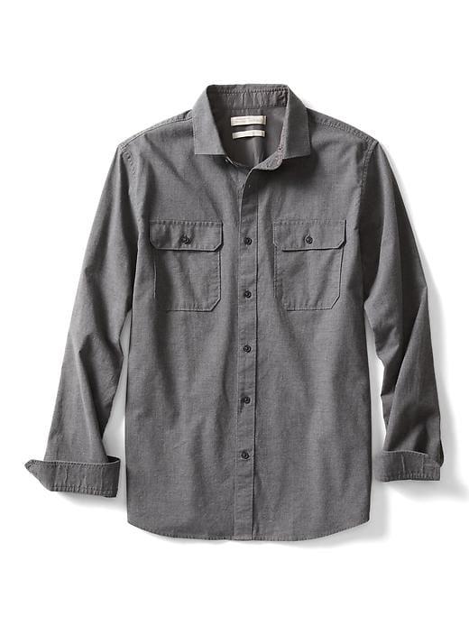Banana Republic Mens Heritage Grant Fit Army Shirt - Charcoal