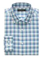 Banana Republic Mens Grant Slim-fit Supima Cotton Check Shirt Turquoise Powder Size Xxs