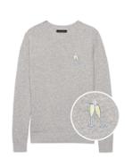 Banana Republic Womens Embroidered Champagne Sweater Heather Gray Size Xl
