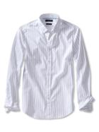 Banana Republic Mens Grant Fit Custom 078 Wash Bold Stripe Shirt Size L Tall - Blue Willow