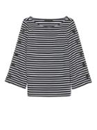 Banana Republic Womens Stripe Button-sleeve Top Blue Stripe Size Xxs