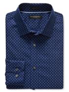 Banana Republic Mens Grant Fit Non Iron Squiggle Shirt Size L Tall - Navy Star