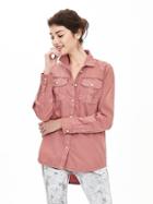Banana Republic Womens Heritage Rose Twill Military Shirt Size L - Le Rose